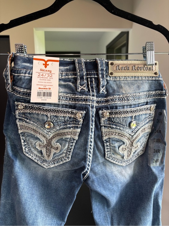 Rock Revival Denim - Rock Revival Women's Skinny Jeans in Faded Blue with Embroidered Back Pockets